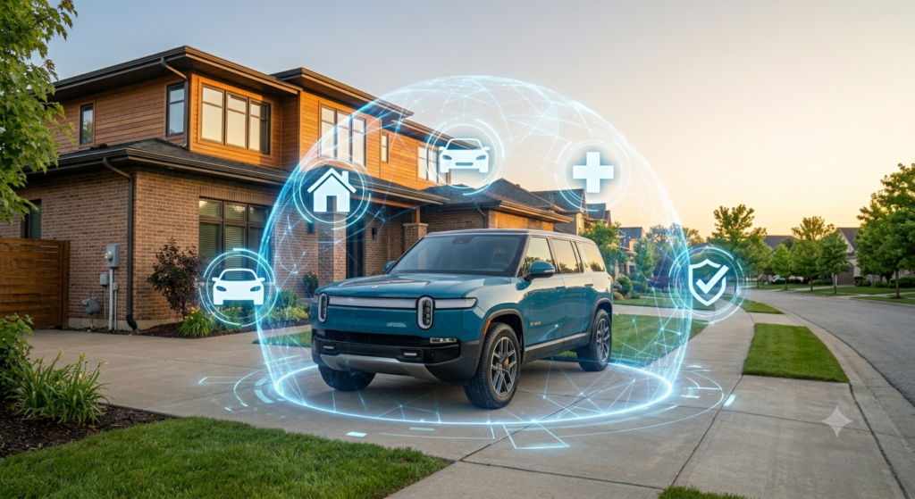 Liability vs full coverage car insurance comparison showing protected SUV with digital insurance shield in the USA